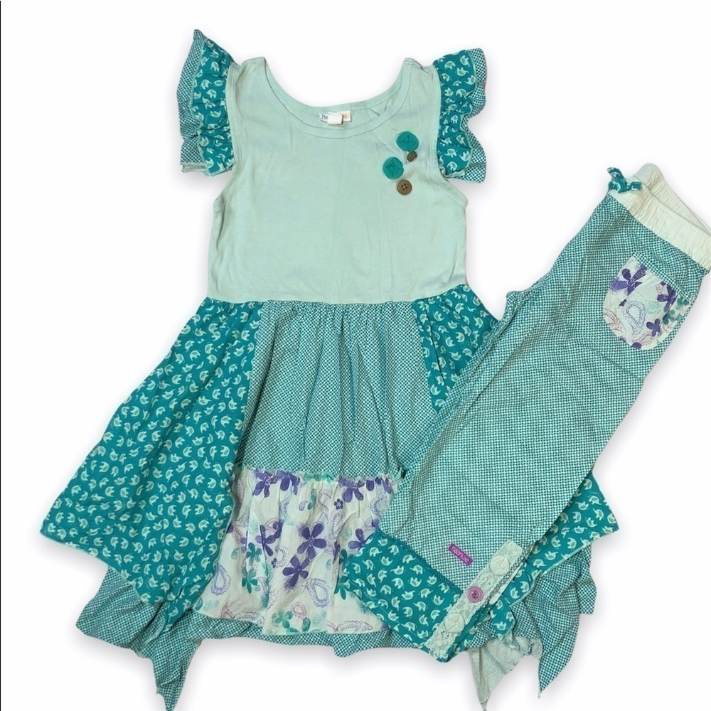 NAARTJIE Elly Enchanted Tiered Ruffle Lawn Dress Capri Set Girls 9